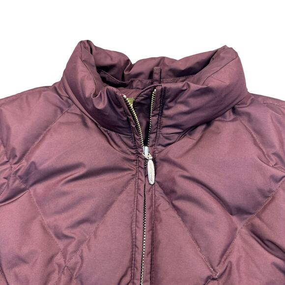 Eddie Bauer Goose Down Jacket Petite Medium Quilted Premium Maroon Barn Coat PM - Picture 2 of 10